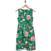 Vince Camuto Floral Sleeveless Scuba Fit & Flare Dress In Green