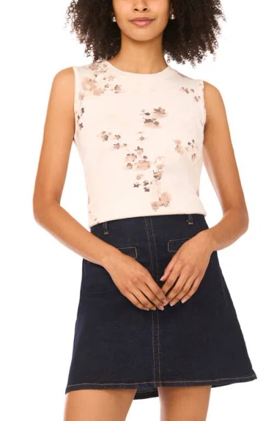 Vince Camuto Floral Sleeveless Sweater In White