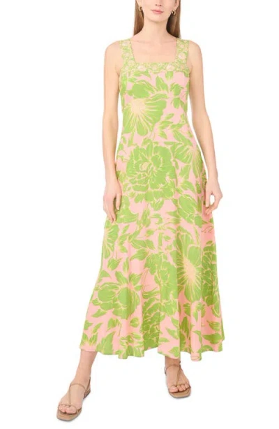 Vince Camuto Floral Smock Back Maxi Dress In Green