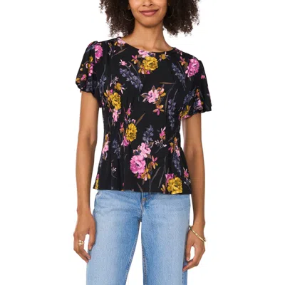 Vince Camuto Floral Smocked Waist Jersey Top