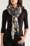 Vince Camuto Floral Soft Wrap Scarf In Black