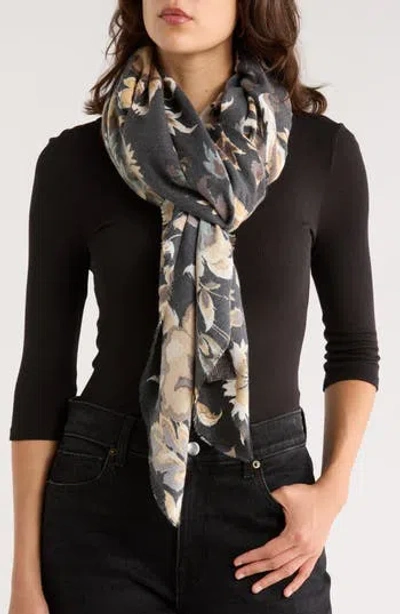 Vince Camuto Floral Soft Wrap Scarf In Black