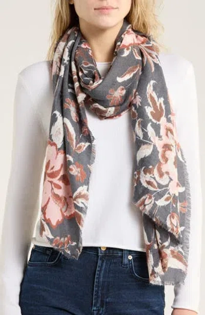 Vince Camuto Floral Soft Wrap Scarf In Gray