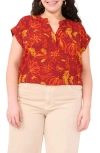 Vince Camuto V Neck Front Placket Blouse