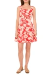 Vince Camuto Floral Square Neck Mini Dress In Cayenne