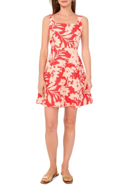 VINCE CAMUTO VINCE CAMUTO FLORAL SQUARE NECK FIT & FLARE DRESS