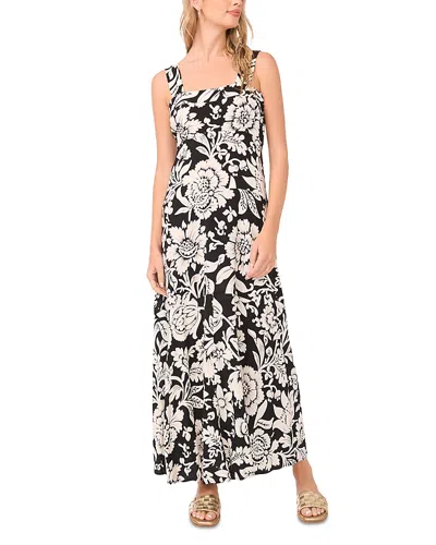Vince Camuto Floral Square Neck Maxi Dress In Black