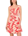 Vince Camuto Floral Square Neck Mini Dress In Cayenne