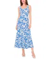 Vince Camuto Floral Square Neckline Maxi Dress In Classic Blue/white In Blue