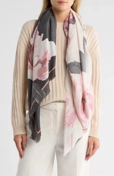Vince Camuto Floral Supersoft Woven Scarf In Black