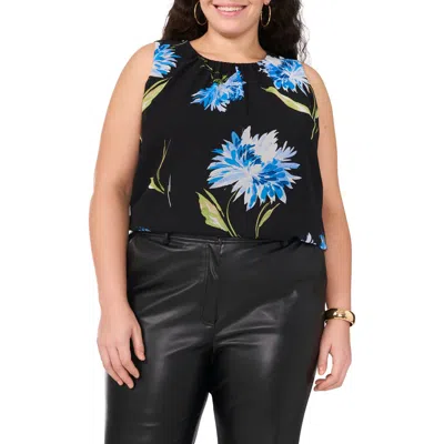 Vince Camuto Floral Tank In Rich Black