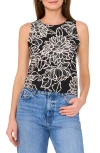 Vince Camuto Floral Tank In Rich Black