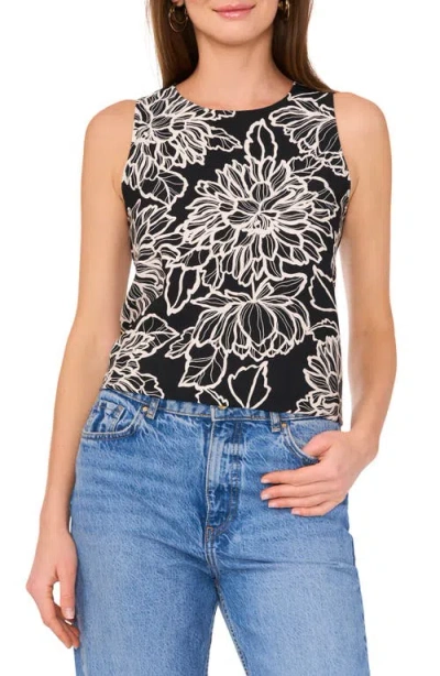 Vince Camuto Floral Tank In Rich Black