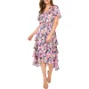 Vince Camuto Plus Size Floral-print Surplice Tiered Maxi Dress In Violet Blush