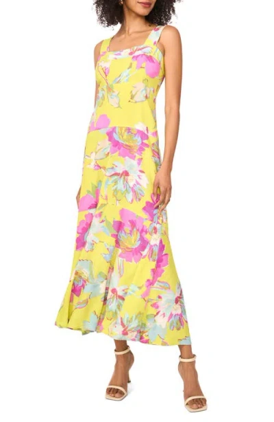 Vince Camuto Floral Tiered Maxi Dress In Lime Green