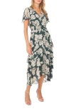 Vince Camuto Floral Tiered Midi Dress In Multi
