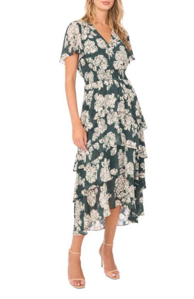 Vince Camuto Floral Tiered Midi Dress In Multi