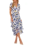 VINCE CAMUTO FLORAL TIERED MIDI DRESS