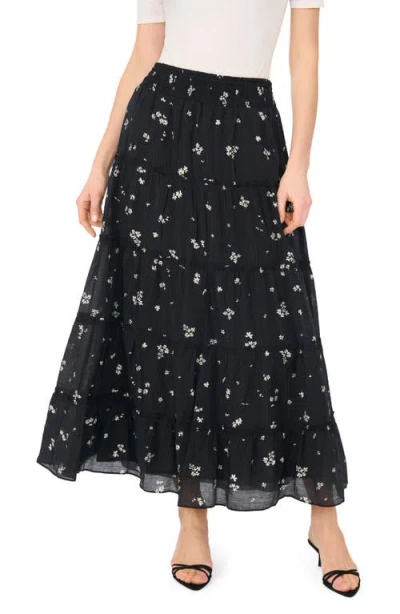 Vince Camuto Floral Tiered Skirt In Black