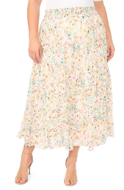 Vince Camuto Floral Tiered Skirt In Neutral