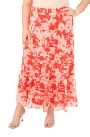 Vince Camuto Plus Size Tiered Smocked-waist Maxi Skirt In Cayenne