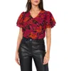 Vince Camuto Floral V-neck Ruffle Sleeve Top