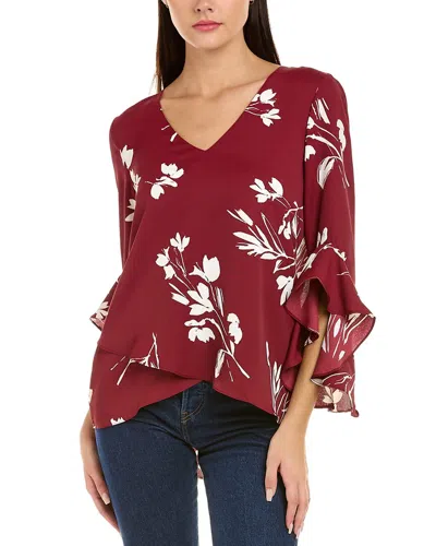 Vince Camuto Floral Whisps Blouse In Red