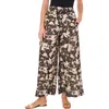 Vince Camuto Floral Wide Leg Drawstring Pants In Brown