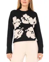 Vince Camuto Flower Motif Crewneck Sweater In Black
