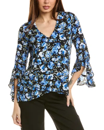 Vince Camuto Flutter Sleeve Blouse In Blue