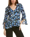 Vince Camuto Flutter Sleeve Blouse In Multi