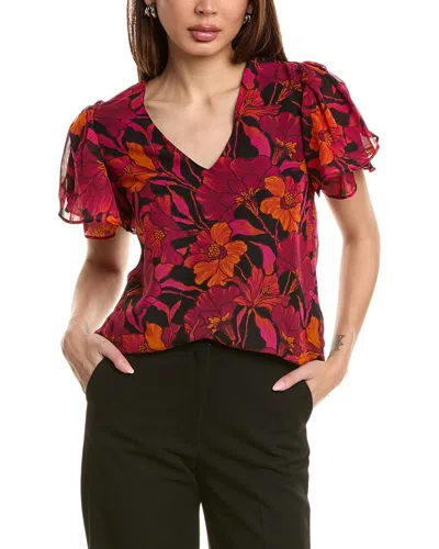 Vince Camuto Flutter Sleeve Blouse In Red