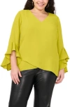 Vince Camuto Flutter Sleeve Crossover Georgette Tunic Top