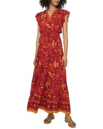 Vince Camuto Flutter Sleeve Maxi Dress In Multi