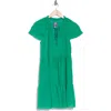 Vince Camuto Flutter Sleeve Tiered Chiffon Dress In Green