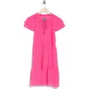 Vince Camuto Flutter Sleeve Tiered Chiffon Dress In Pink