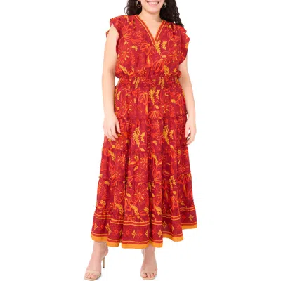 Vince Camuto Flutter Sleeve Tiered Maxi Dress