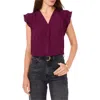 Vince Camuto Flutter Sleeve Top In Mulberry