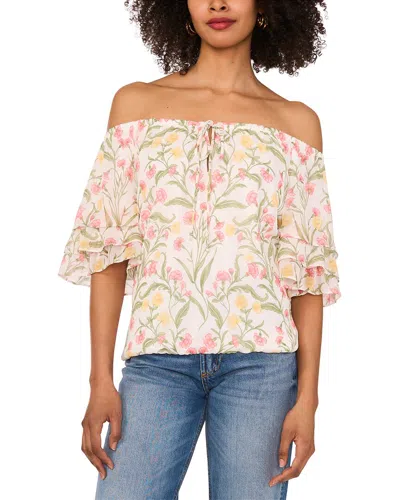 Vince Camuto Off The Shoulder Flutter Sleeve Shirt In Multi