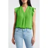 Vince Camuto Flutter Sleeve Top In Salted Lime
