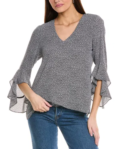 Vince Camuto Flutter Sleeve Tunic Blouse In Black