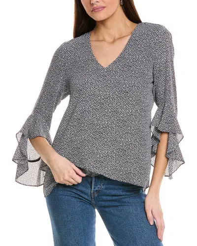 Vince Camuto Flutter Sleeve Tunic Blouse In Black