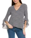 Vince Camuto Flutter Sleeve Tunic Blouse In Black