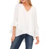 Vince Camuto Flutter Sleeve Crossover Top In New Ivory