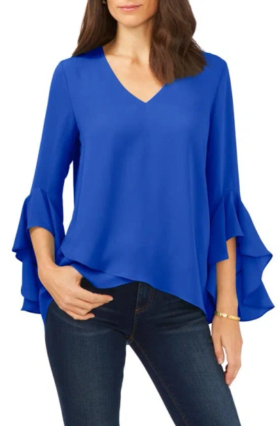 Vince Camuto Flutter Sleeve Tunic In Sapphire Blue