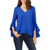 Vince Camuto Flutter Sleeve Tunic In Sapphire Blue