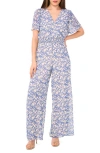 Vince Camuto Flutter Sleeve Wide Leg Jumpsuit In Blue