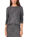 Vince Camuto Womens Metallic Cable Knit Crewneck Sweater In Medium Heather Grey