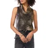 Vince Camuto Foil Print Metallic Knit Top In Rich Black
