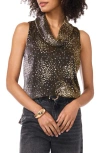 Vince Camuto Foil Print Metallic Knit Top In Rich Black